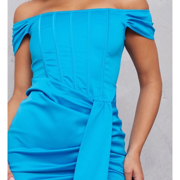 Prettylittlething Midi Fringe blue dress - Picture 1 of 4